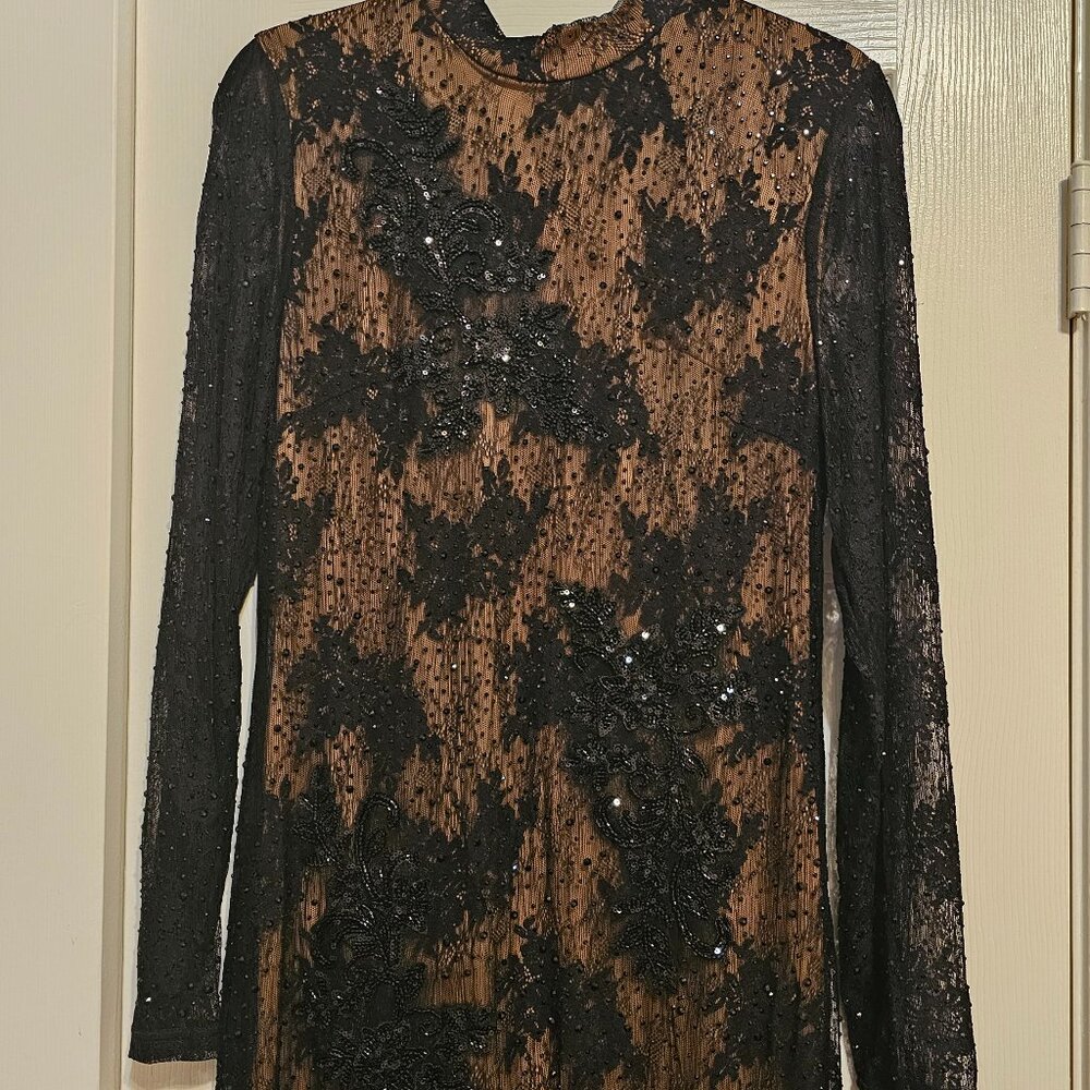 Embellished Black Lace Dress - Picture 7 of 13